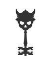 Demon skull key with horns for treasure vector