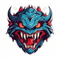 Mischievous Feline Monster Warrior Logo In Cypherpunk Style