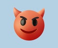 Demon smileys vector. Bad devil smiley face or red emoticons with facial expressions and emotion like happy, angry. Royalty Free Stock Photo