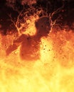 3D Illustration Demon Woman Burns In A Hellfire Royalty Free Stock Photo