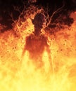 3D Illustration Demon Woman Burns In A Hellfire Royalty Free Stock Photo