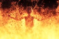 Demon woman burns in a hellfire 3d illustration Royalty Free Stock Photo