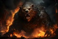 Demonic bear of destruction, a fairy tale, terrifying and destructive of nature. human action its existence A warning to those who