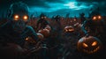 demonic beings in a halloween pumpkin patch. generated with ai