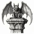 Demonic Gargoyle Tower: A Majestic Illustration In 70mm Style