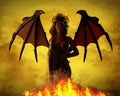 She is a hot Demon! 3D Illustration Royalty Free Stock Photo