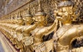 Demons statues at the Ubosoth the main temple in the Wat Phra Kaew Palace, also known as the Emerald Buddha Temple. Bangkok, Thail Royalty Free Stock Photo