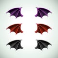 Demons wings set. Halloween decor, vector icons.