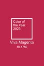 Demonstrating color of 2023 year. Viva Magenta. Magenta background with text color of the year 2023