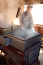 Demonstrating the evaporation process in making maple syrup