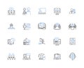 Demonstrating line icons collection. Presenting, Showcasing, Exhibiting, Displaying, Illustrating, Explaining Royalty Free Stock Photo