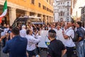 Demonstrating outside Palazzo Madama in Rome, Italy