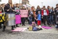 Demonstration against total ban on abortion, Women protests in Poland. Black protest against restrictions on womenÃ¢â¬â¢s rights. Royalty Free Stock Photo