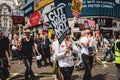 Demonstration in the city center of London, Piccadilly circus BLM