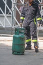 Demonstration with fire extinguishers. Royalty Free Stock Photo