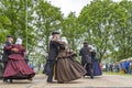 A demonstration of folk dancing at the sheepshearingfestival in Exloo, the Netherlands 1