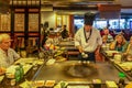 Demonstration of food preparation in a Japanese restaurant