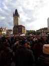 Demonstration on the Old Townw Square, Prague Royalty Free Stock Photo