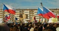 Demonstration of people crowd against Andrej Babis demise, vocal Marta Kubisova Modlitba pro Martu 1968 Editorial, activists Letna