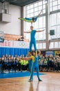 Demonstration performances of acrobats at the championship in cheerl performances of acrobats at the championship in cheerleading