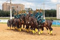 Demonstration performances of the riders in the costumes