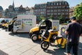 Demonstration of postal electric vehicles in city center France