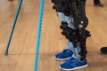 Demonstration of powered exoskeleton for disabled persons Royalty Free Stock Photo