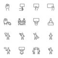 Demonstration, protest related line icons set Royalty Free Stock Photo