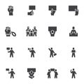 Demonstration, protest related vector icons set