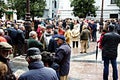 People at a demonstration in behalf of public pensions 9 Royalty Free Stock Photo