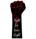 Demonstration, protest symbol Raised arm upwards with a raised fist. Icon raised fist, arm with fist sign for fight for your right