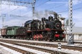 Demonstration of restored vintage locomotives at the celebration of the Day of railway troops of the Russian Federation in