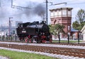 Demonstration of restored vintage locomotives at the celebration of the Day of railway troops of the Russian Federation in