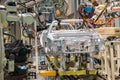 Demonstration of robot welding on a car assembly line