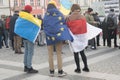 Demonstration in a small town in Poland agains the war in Ukraine