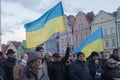 Demonstration in a small town in Poland agains the war in Ukraine