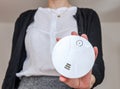 Demonstration of smoke detector Royalty Free Stock Photo