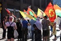 Protesters with flags on the streets