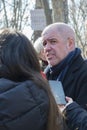 Demonstration supporting a public health care service in Madrid, Spain. Unai Sordo Calvo, Secretary General of the CCOO speaking Royalty Free Stock Photo