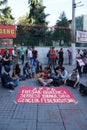 Demonstration to protest the jailing of student activists i Royalty Free Stock Photo