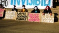 Demonstration of young students in front of the Ministry of Education in Rome