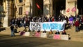 Demonstration of young students in front of the Ministry of Education in Rome