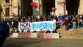 Demonstration of young students in front of the Ministry of Education in Rome