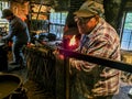 Demonstrations of blacksmithing at the Shelburne Museum, Vermont. Royalty Free Stock Photo