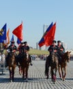 Demonstrative performance by the Kremlin Riding School on Poklonnaya Hill in honor of the Russian Flag holiday.