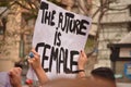 Demonstrator`s poster: the future is female Royalty Free Stock Photo