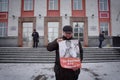 The demonstrator stands with a poster ` Russia without Putin`