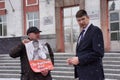 The demonstrator stands with a poster ` Russia without Putin`