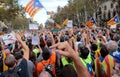 Demonstrators for freedom and against political prisoners in barcelona Royalty Free Stock Photo