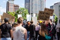 Protestors Hold Signs at a Peaceful Rally in Downtown Columbus Ohio Over the Murder of George Floyd Royalty Free Stock Photo